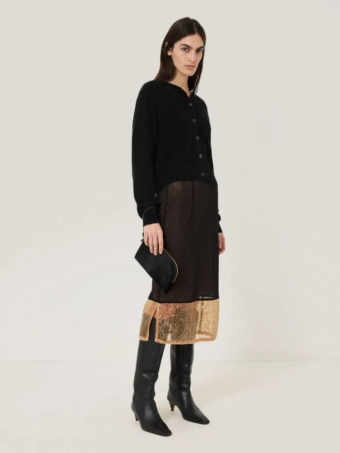 Jigsaw Sophia Calf Hair Pouch Black Women Party