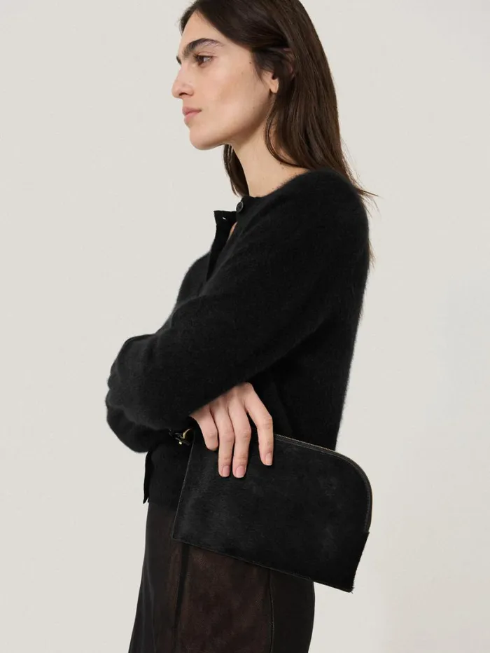Jigsaw Sophia Calf Hair Pouch Black Women Party