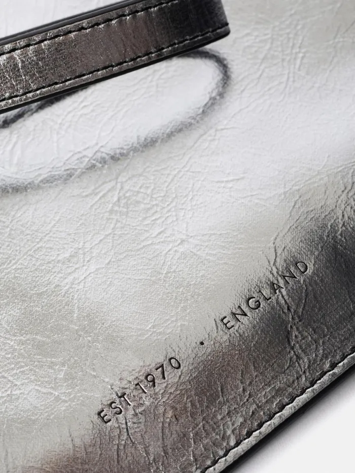 Jigsaw Sophia Metallic Leather Pouch Silver Women Party