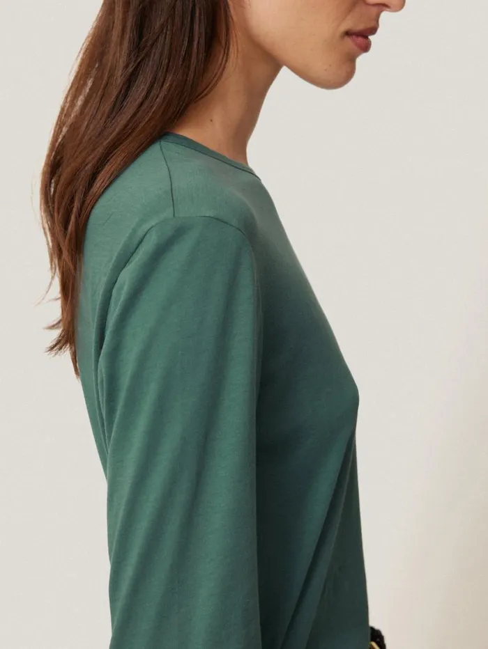 Jigsaw Supima Cotton Long Sleeve Tee Frozen Pine Women Shirts and Tops
