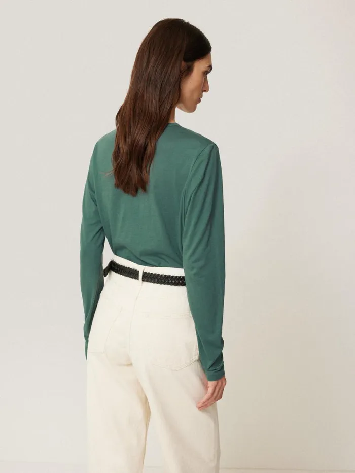 Jigsaw Supima Cotton Long Sleeve Tee Frozen Pine Women Shirts and Tops