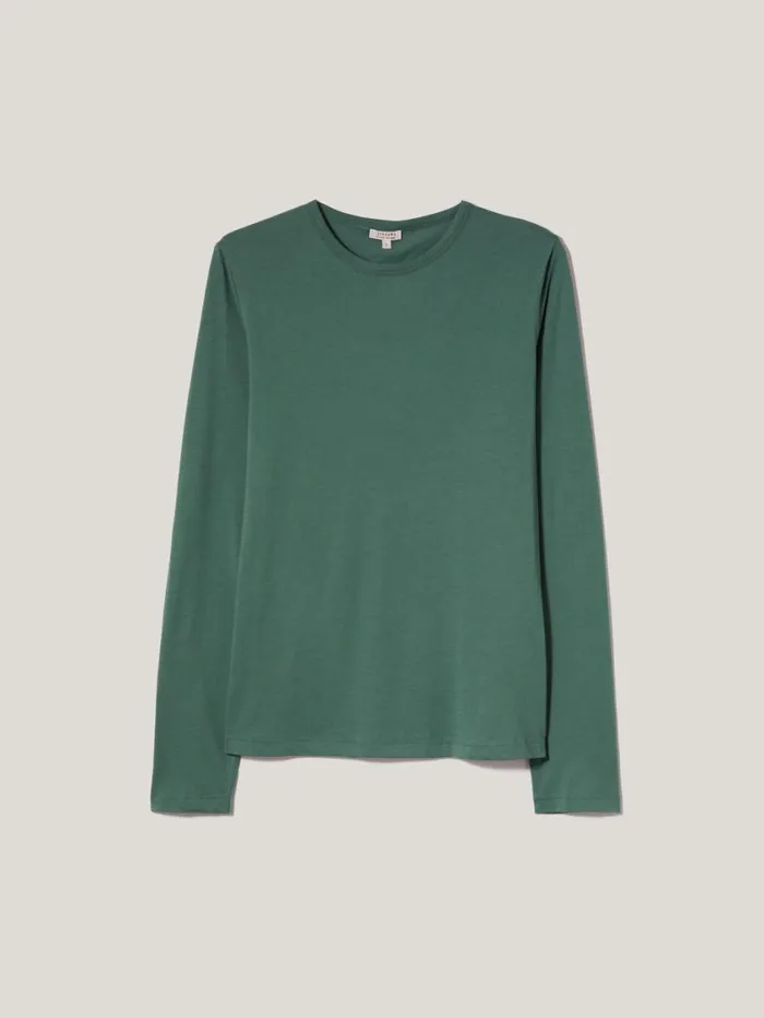 Jigsaw Supima Cotton Long Sleeve Tee Frozen Pine Women Shirts and Tops