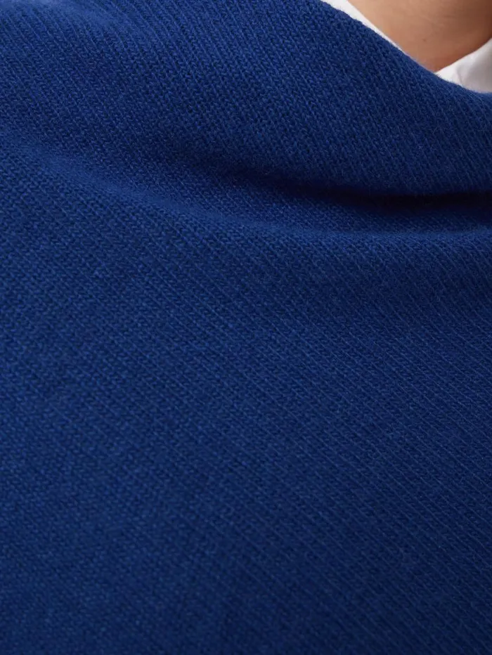 Jigsaw Wool Cashmere Blend Drape Poncho Blue Women Knitwear and Cashmere