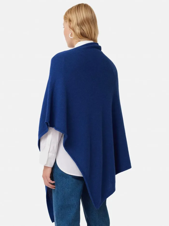 Jigsaw Wool Cashmere Blend Drape Poncho Blue Women Knitwear and Cashmere
