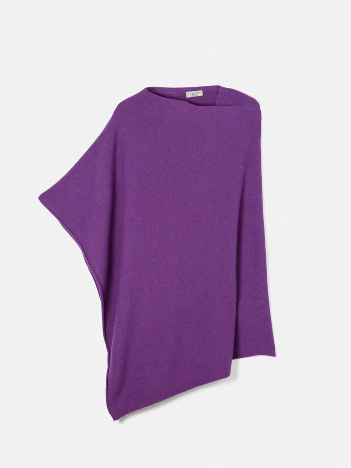 Jigsaw Wool Cashmere Blend Drape Poncho Purple Women Ponchos and Scarves