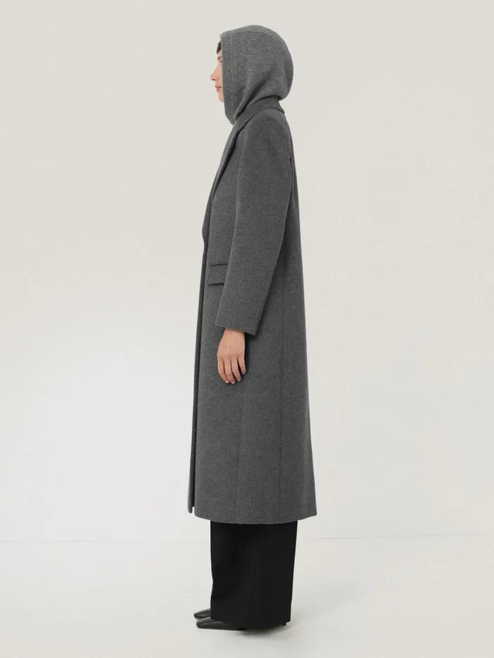 Jigsaw Wool Cashmere Blend Hooded Snood Grey Women Ponchos and Scarves