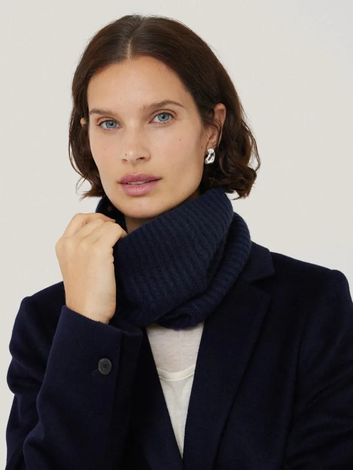 Jigsaw Wool Cashmere Blend Snood Navy Women Knitwear and Cashmere