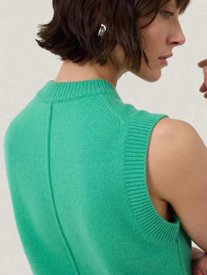 Jigsaw Wool Cashmere Blend Waistcoat Green Women Knitwear and Cashmere