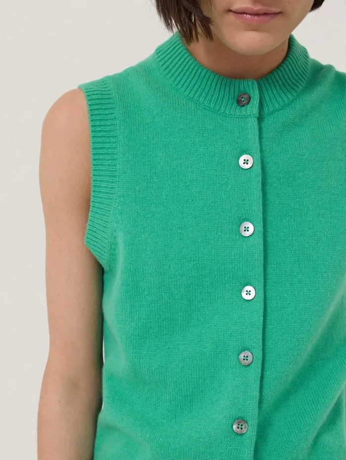 Jigsaw Wool Cashmere Blend Waistcoat Green Women Knitwear and Cashmere
