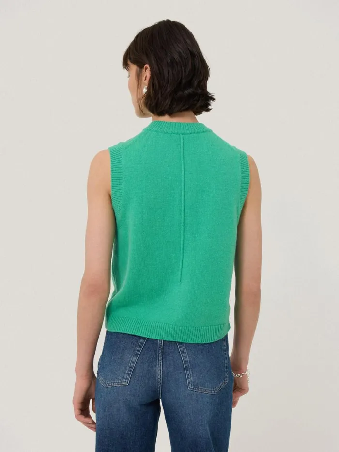 Jigsaw Wool Cashmere Blend Waistcoat Green Women Knitwear and Cashmere