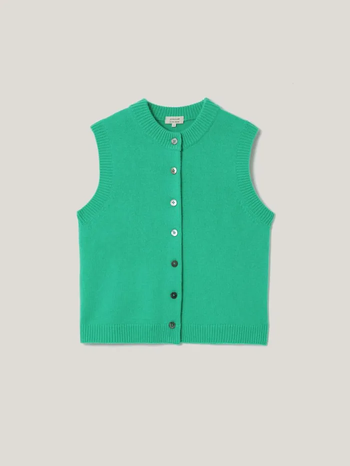 Jigsaw Wool Cashmere Blend Waistcoat Green Women Knitwear and Cashmere
