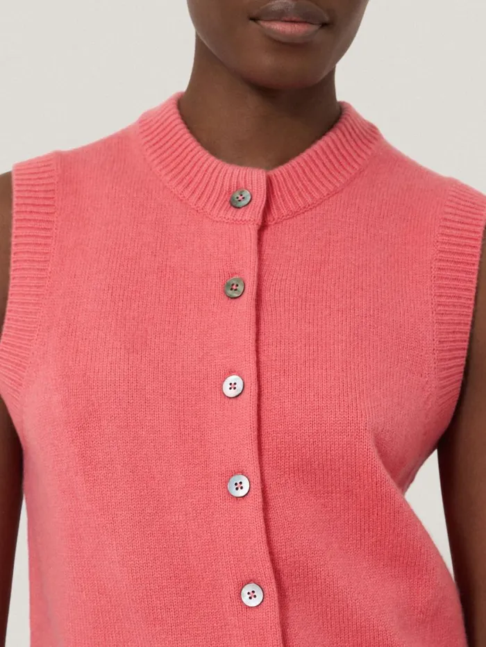 Jigsaw Wool Cashmere Blend Waistcoat Pink Women Knitwear and Cashmere