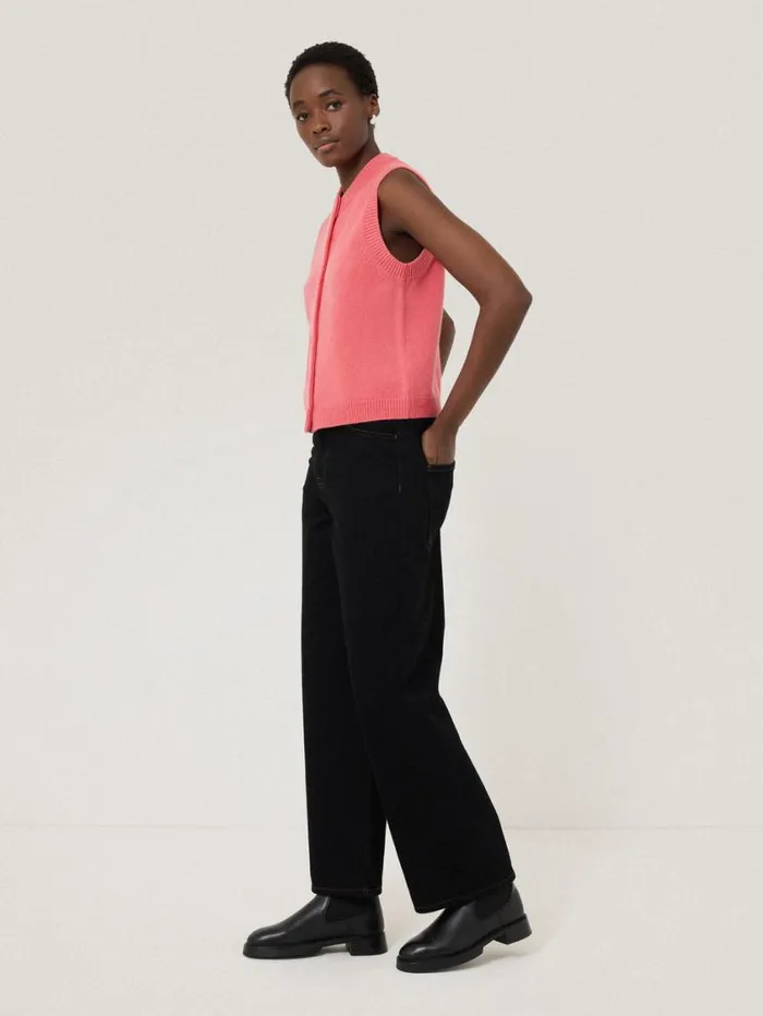 Jigsaw Wool Cashmere Blend Waistcoat Pink Women Knitwear and Cashmere