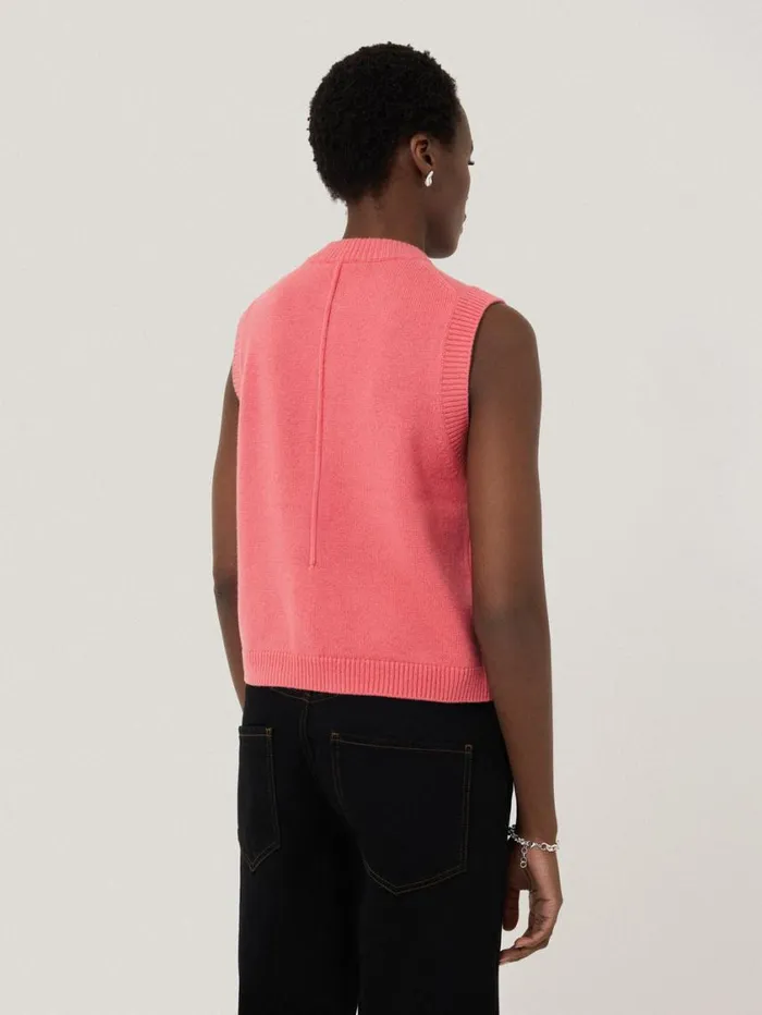 Jigsaw Wool Cashmere Blend Waistcoat Pink Women Knitwear and Cashmere
