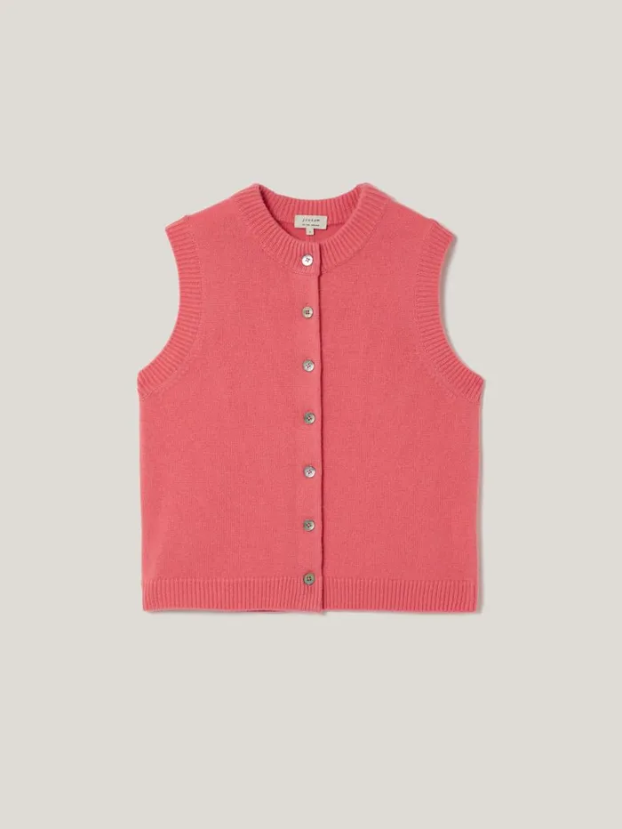 Jigsaw Wool Cashmere Blend Waistcoat Pink Women Knitwear and Cashmere