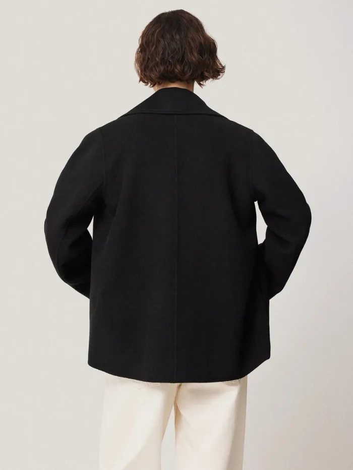 Jigsaw Wool Double Faced Short Coat Black Women Coats and Jackets