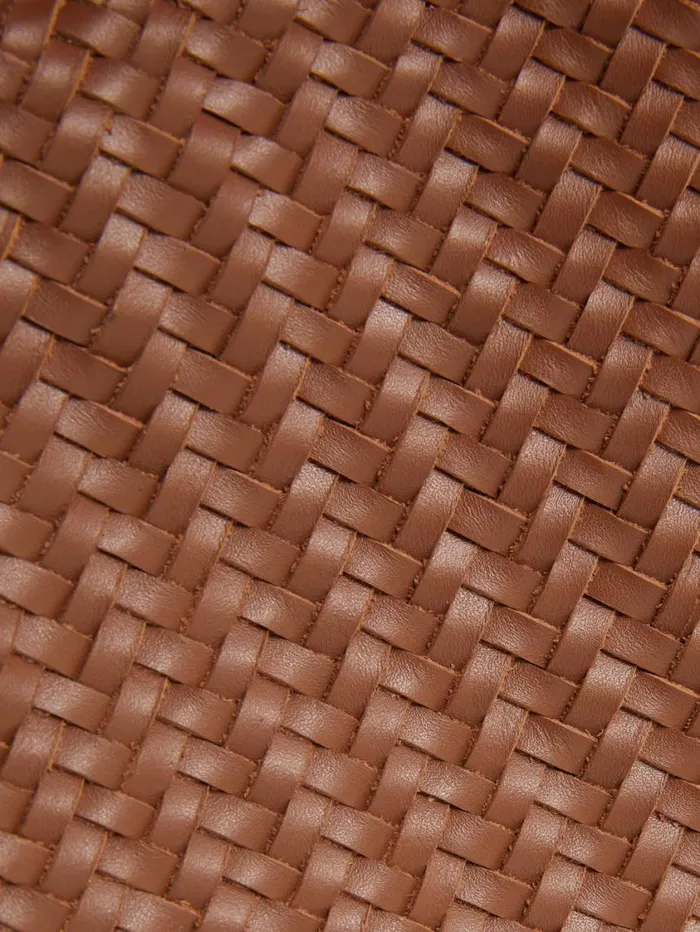 Jigsaw Woven Leather Pouch Tan Women Bags