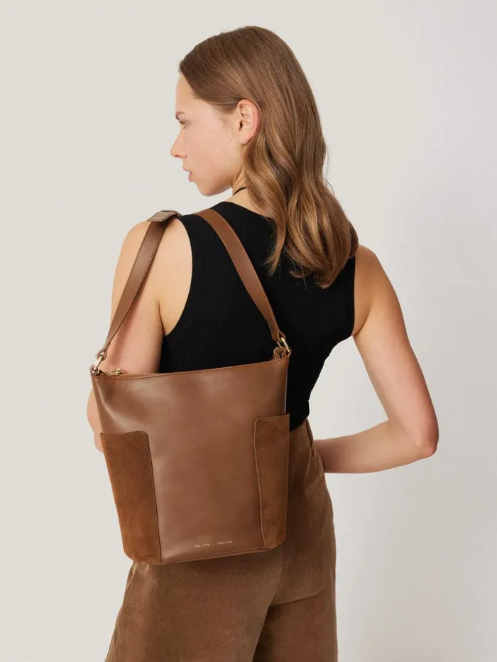 Jigsaw York Slouchy Bucket Bag Tan Women Leather