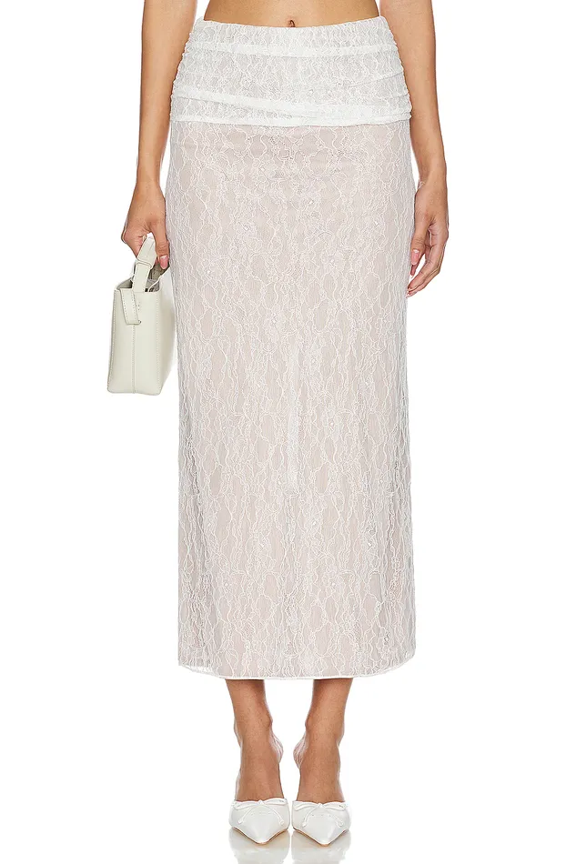 Jocelyn Maxi Skirt White Lace Women Lovers and Friends Skirts