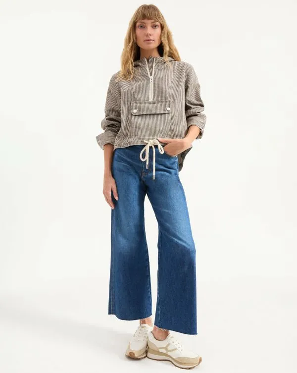 Kaeli Striped Pullover Jacket Cedar Stripe Women Veronica Beard Jackets and Outerwear