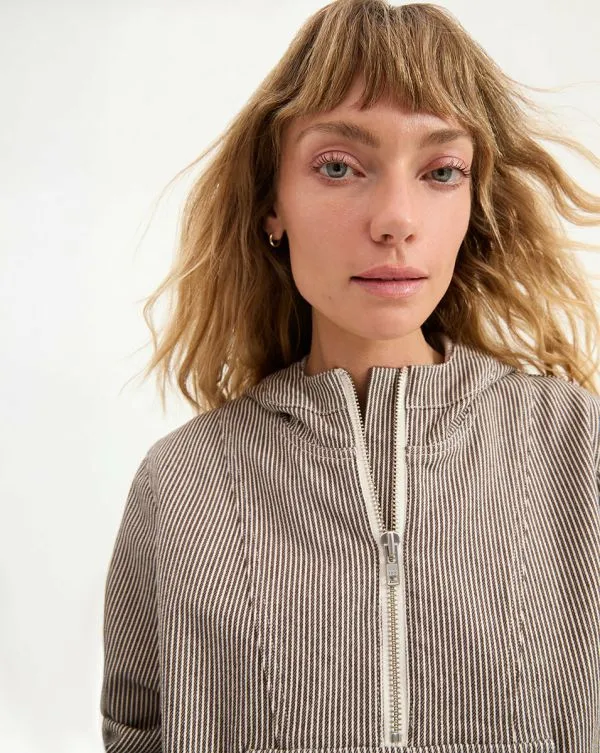 Kaeli Striped Pullover Jacket Cedar Stripe Women Veronica Beard Jackets and Outerwear