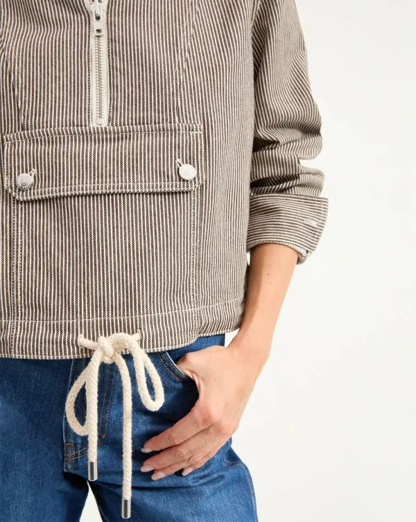 Kaeli Striped Pullover Jacket Cedar Stripe Women Veronica Beard Jackets and Outerwear