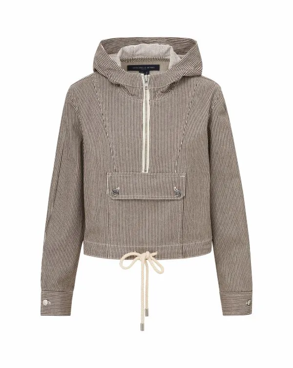 Kaeli Striped Pullover Jacket Cedar Stripe Women Veronica Beard Jackets and Outerwear