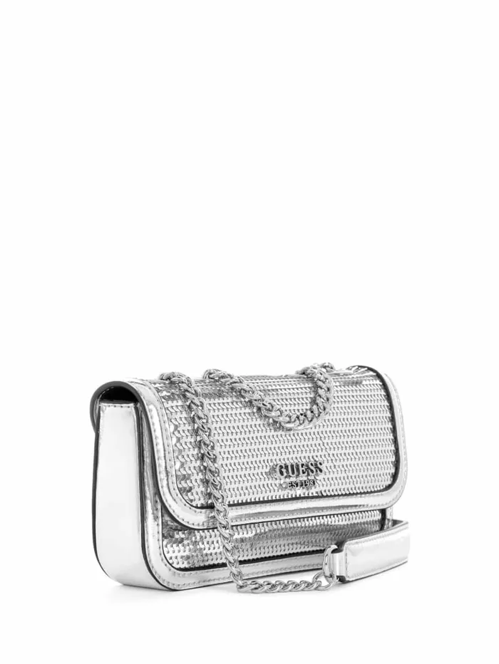 Kaska Metallic Mini Crossbody Silver Women Handbags GUESS Kaska Metallic Mini Crossbody Silver Women Handbags GUESS