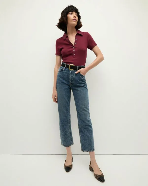 Kearney ButtonDown Tee Wine Women Veronica Beard Tops Kearney ButtonDown Tee Wine Women Veronica Beard Tops
