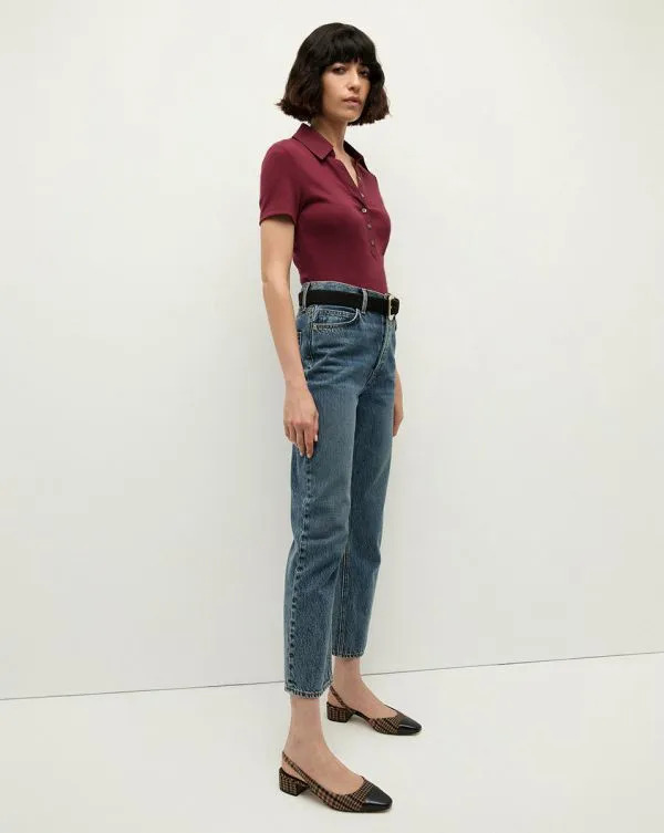 Kearney ButtonDown Tee Wine Women Veronica Beard Tops Kearney ButtonDown Tee Wine Women Veronica Beard Tops