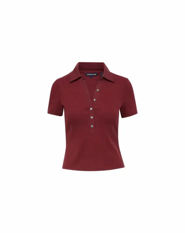Kearney ButtonDown Tee Wine Women Veronica Beard Tops Kearney ButtonDown Tee Wine Women Veronica Beard Tops