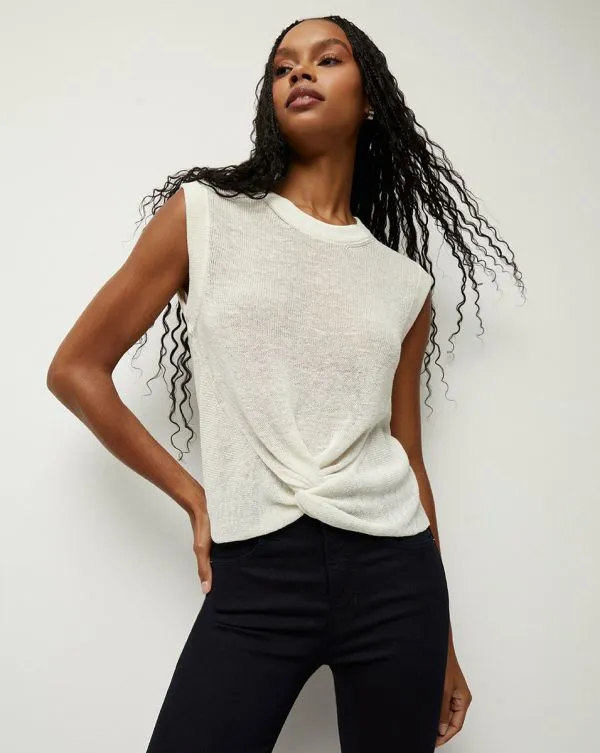Kellen TwistFront Sweater Ivory Women Veronica Beard Tops