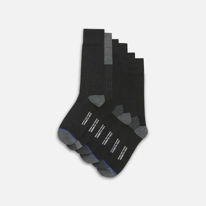 Kenneth Cole 6Pack Stripe Socks Black Men Socks Underwear Loungewear