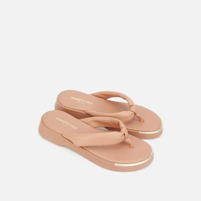 Kenneth Cole Athens Flatform Thong Sandal Peach Women Sandals