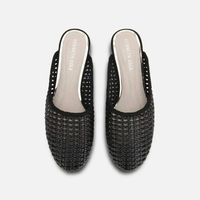 Kenneth Cole Balance Woven Mule Black Women Flats