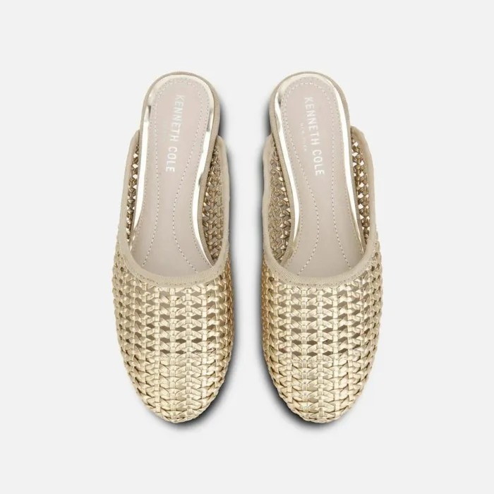 Kenneth Cole Balance Woven Mule Gold Women Flats