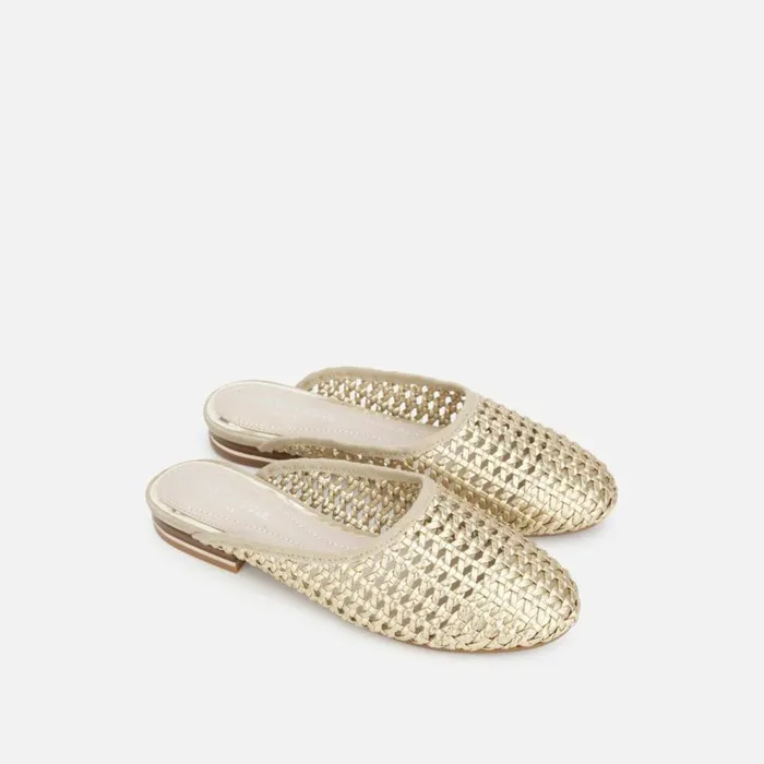 Kenneth Cole Balance Woven Mule Gold Women Flats