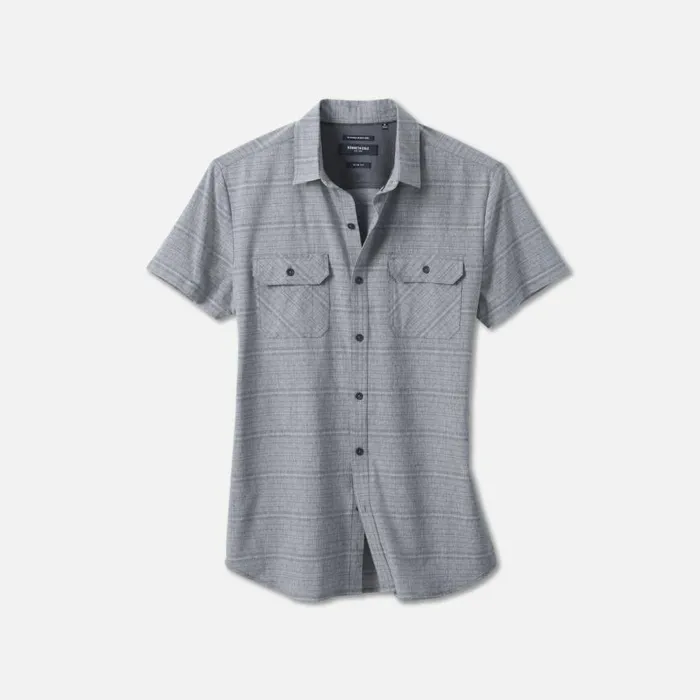 Kenneth Cole Casual Check Button Down Short Sleeve Shirt Silver Men Casual Shirts Kenneth Cole Casual Check Button Down Short Sleeve Shirt Silver Men Casual Shirts