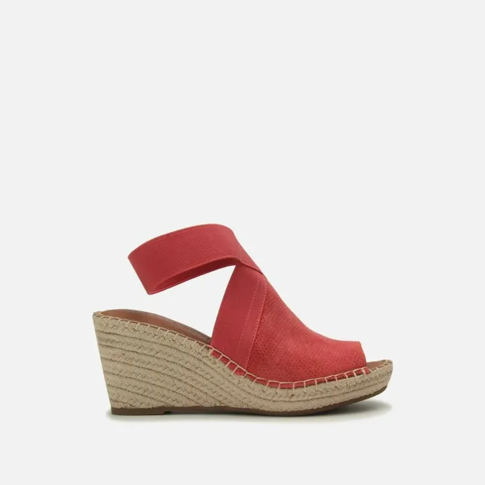 Kenneth Cole Charli Suede Espadrille Platform Sandal Coral Women Gentle Souls