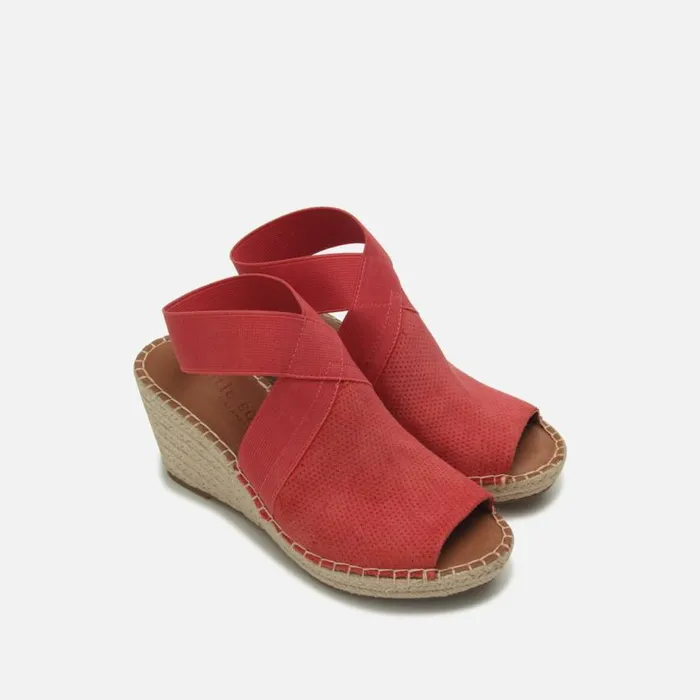 Kenneth Cole Charli Suede Espadrille Platform Sandal Coral Women Gentle Souls