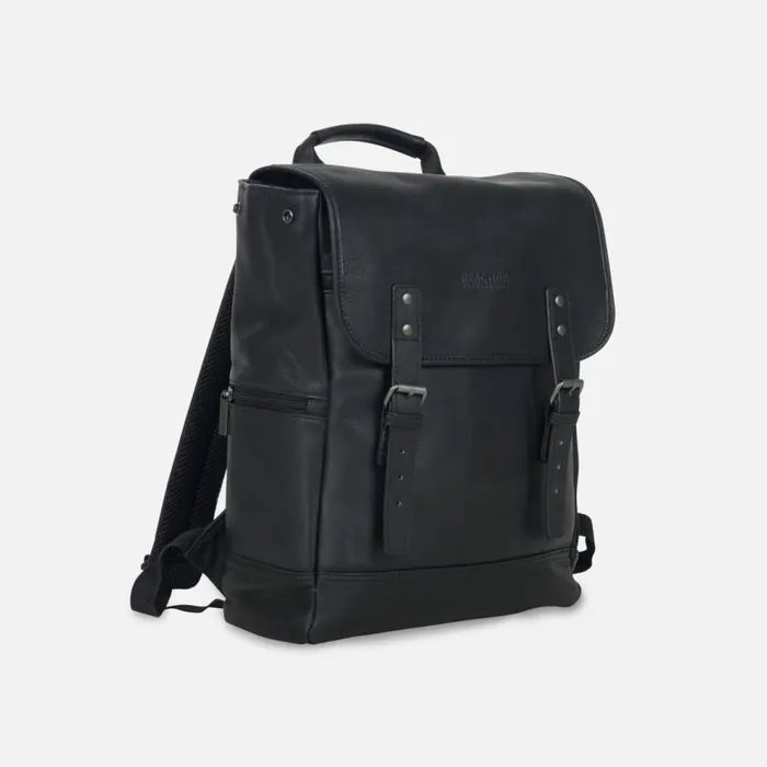 Kenneth Cole Colombian Leather Flapover Backpack Black Men Bags