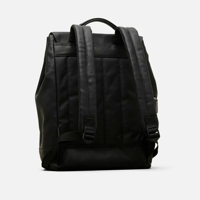 Kenneth Cole Colombian Leather Flapover Backpack Black Men Bags