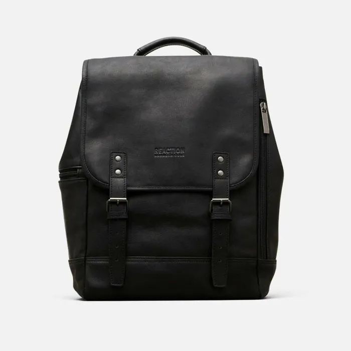 Kenneth Cole Colombian Leather Flapover Backpack Black Men Bags