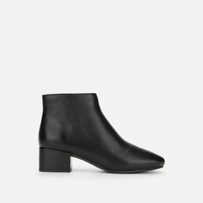 Kenneth Cole Ella Leather Block Heel Bootie Black Women Boots Booties