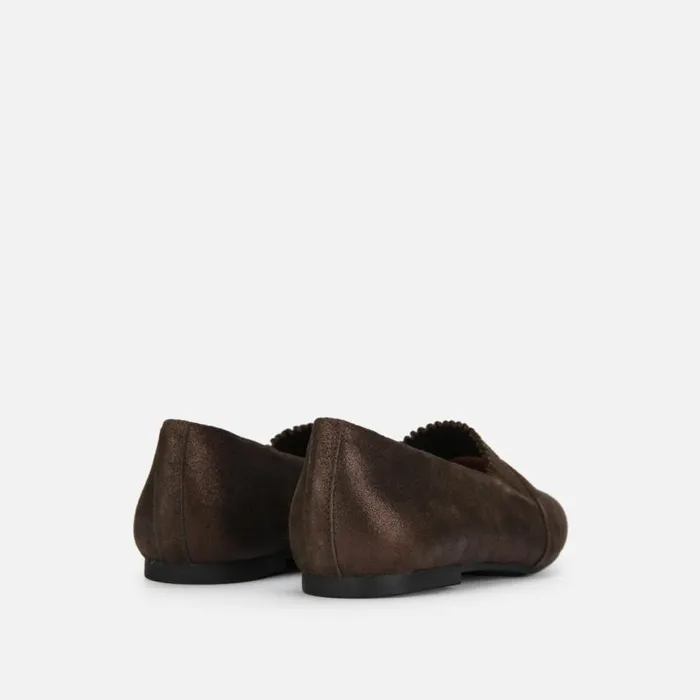Kenneth Cole Eugene Ruffle Loafer Flat Bronze Women Flats