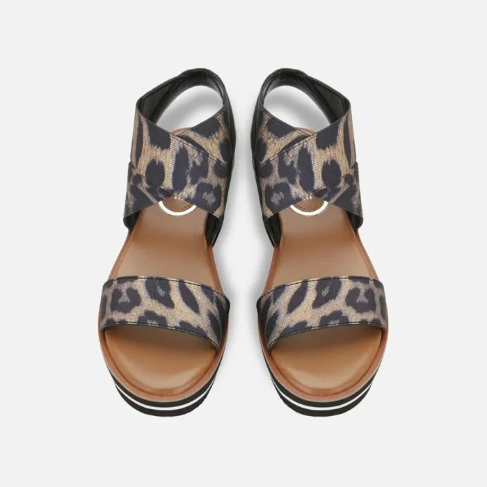Kenneth Cole Harlow Animal Platform Sandal Blackgold Women Sandals
