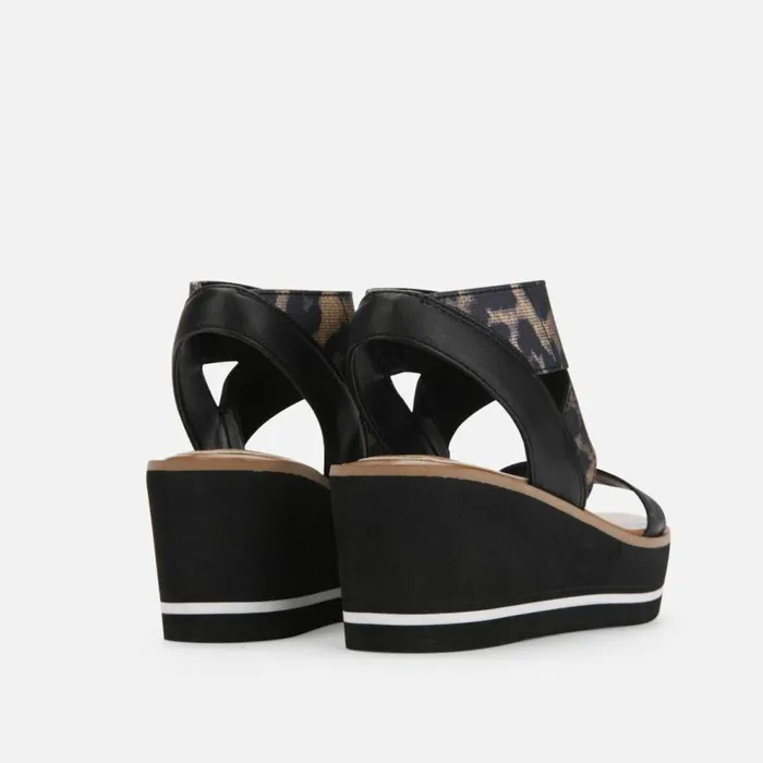 Kenneth Cole Harlow Animal Platform Sandal Blackgold Women Sandals