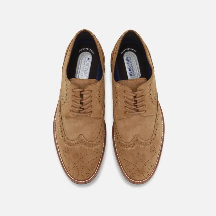 Kenneth Cole Klay Suede Brogue Oxford With Flex Almond Men Oxfords