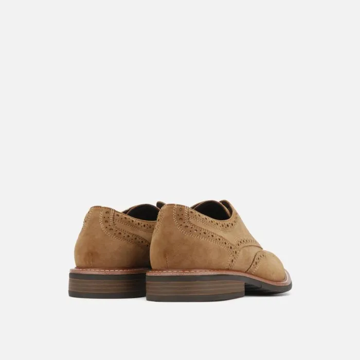 Kenneth Cole Klay Suede Brogue Oxford With Flex Almond Men Oxfords