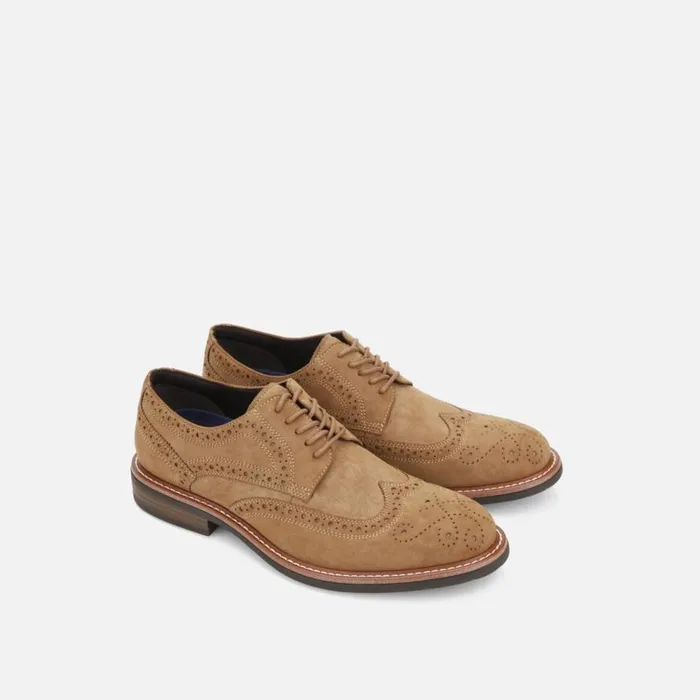 Kenneth Cole Klay Suede Brogue Oxford With Flex Almond Men Oxfords